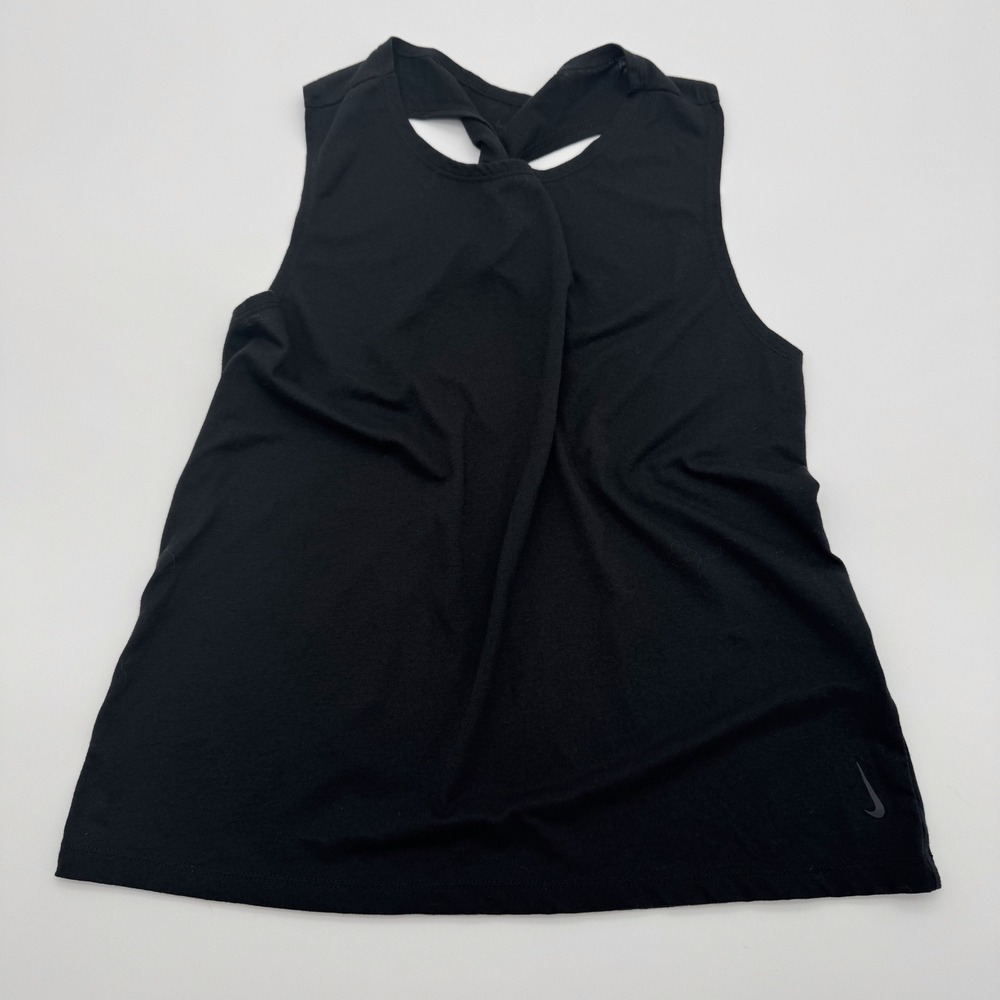 Nike Womens Dri-FIT Twisted Racerback Training Tank Top Black Athletic S